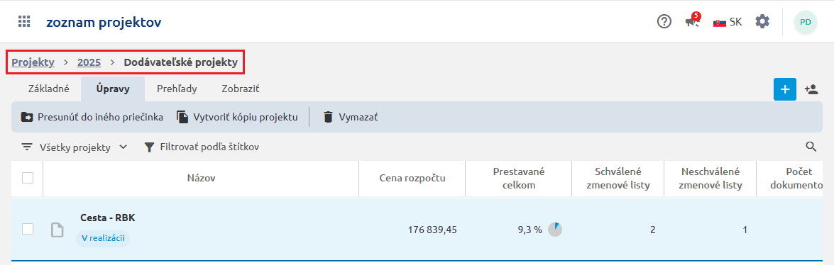 Cesta k aktuálne otvorenému priečinku