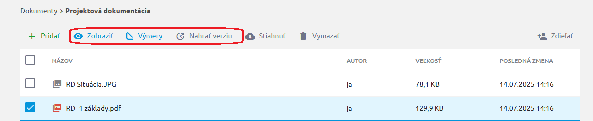 Možnosti práce s označenými dokumentmi