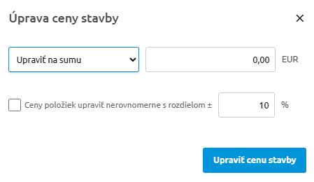 Nerovnomerná úprava ceny s percentuálnym rozdielom