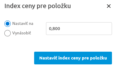 Okno funkcie Index ceny