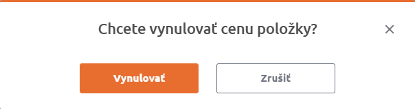 Funkcia Vynulovať cenu