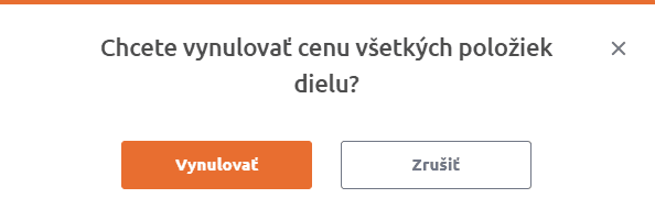 Funkcia Vynulovať množstvo