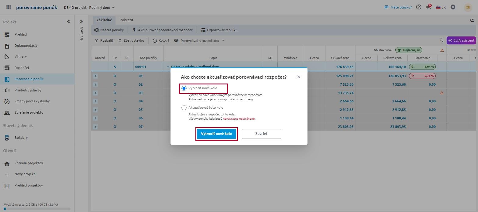 Aktualizácia porovnávacieho rozpočtu