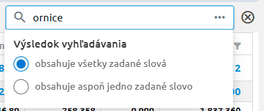 Zmena kritérií vyhľadávania cez tri bodky