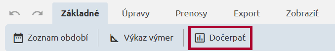 Funkcia Dočerpať na karte Základné v Priebehu výstavby