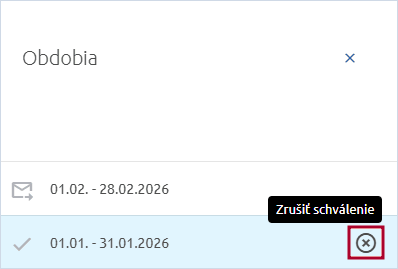 Ikona Zrušiť schválenie pri schválenom období