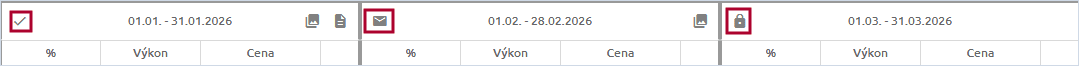 Stavy splátok označené ikonami v hlavičke tabuľky Priebehu výstavby
