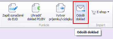 Funkcia Odošli doklad v programe OMEGA