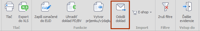 Karta Domov s tlačidlom Odošli doklad